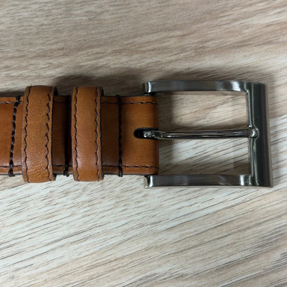 Allen Edmonds Belt Mens 46 Brown Leather Dress Italian Calfskin Made in USA